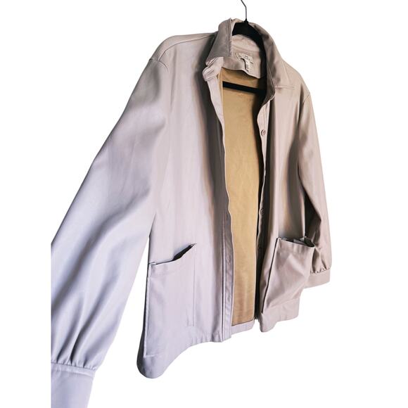 H by Halston Belted Faux Leather Shacket XS Beige Pockets Fall Layer Neutral - Picture 6 of 6